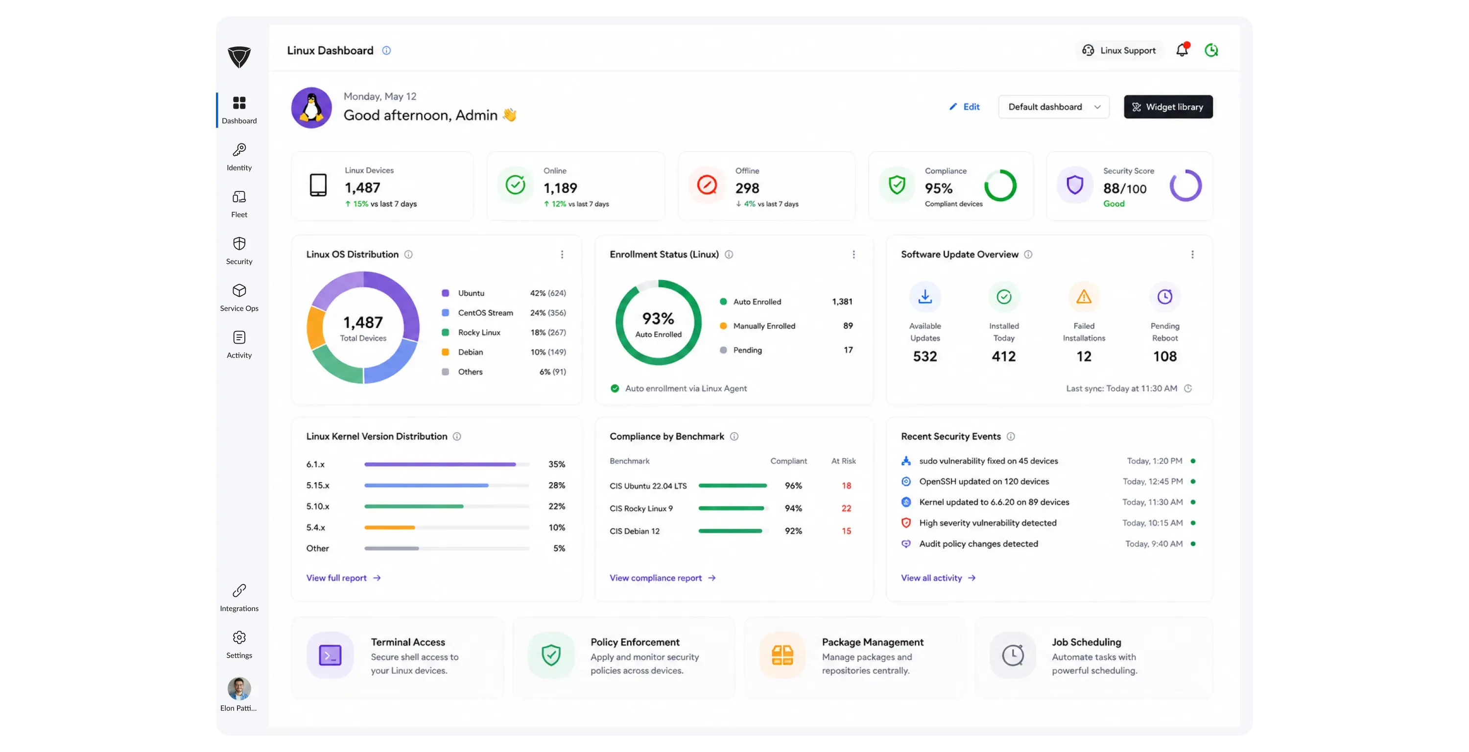 Dashboard mockup showing application interface