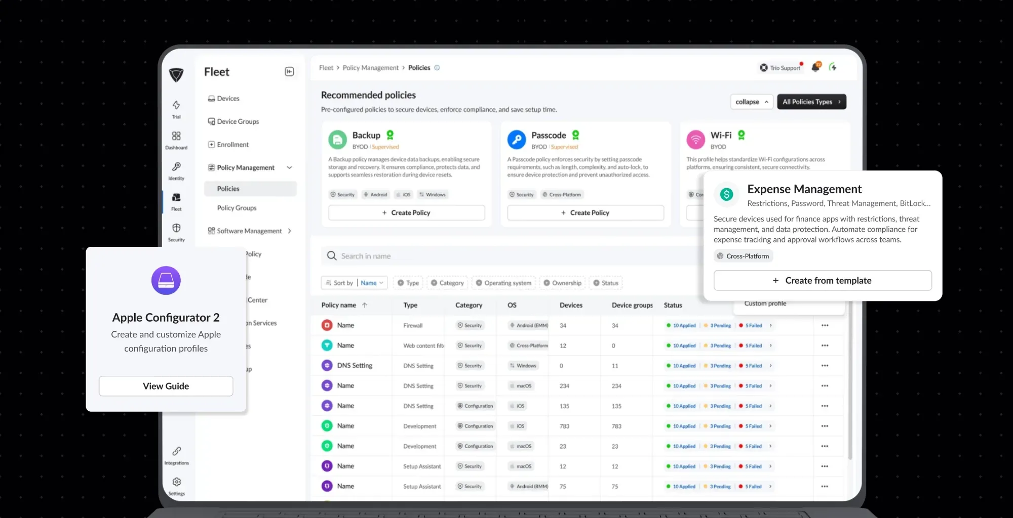 Dashboard mockup showing application interface