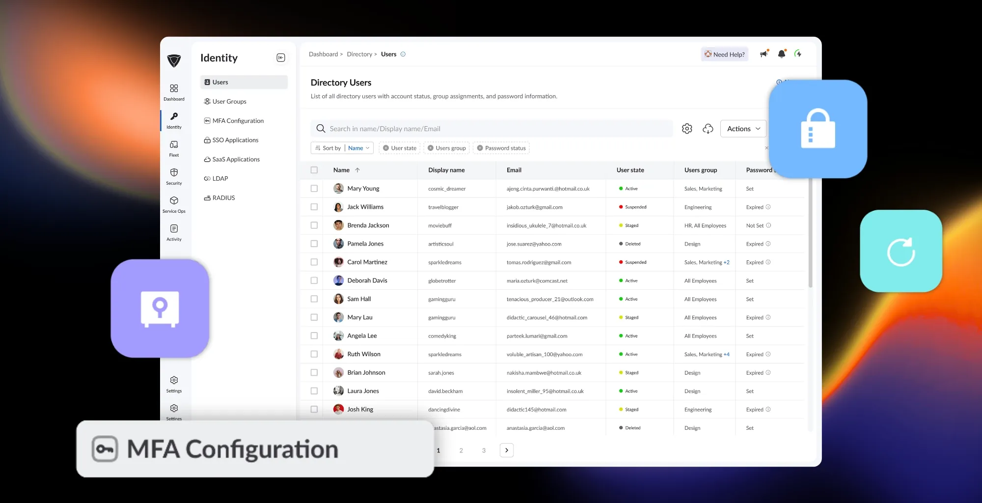 Dashboard mockup showing application interface