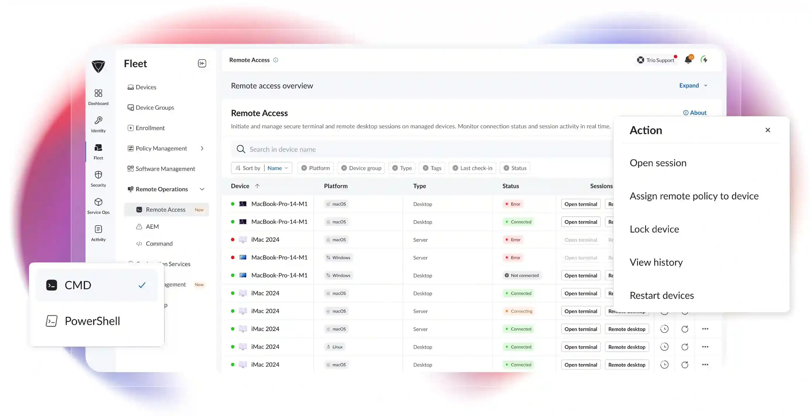 Dashboard mockup showing application interface