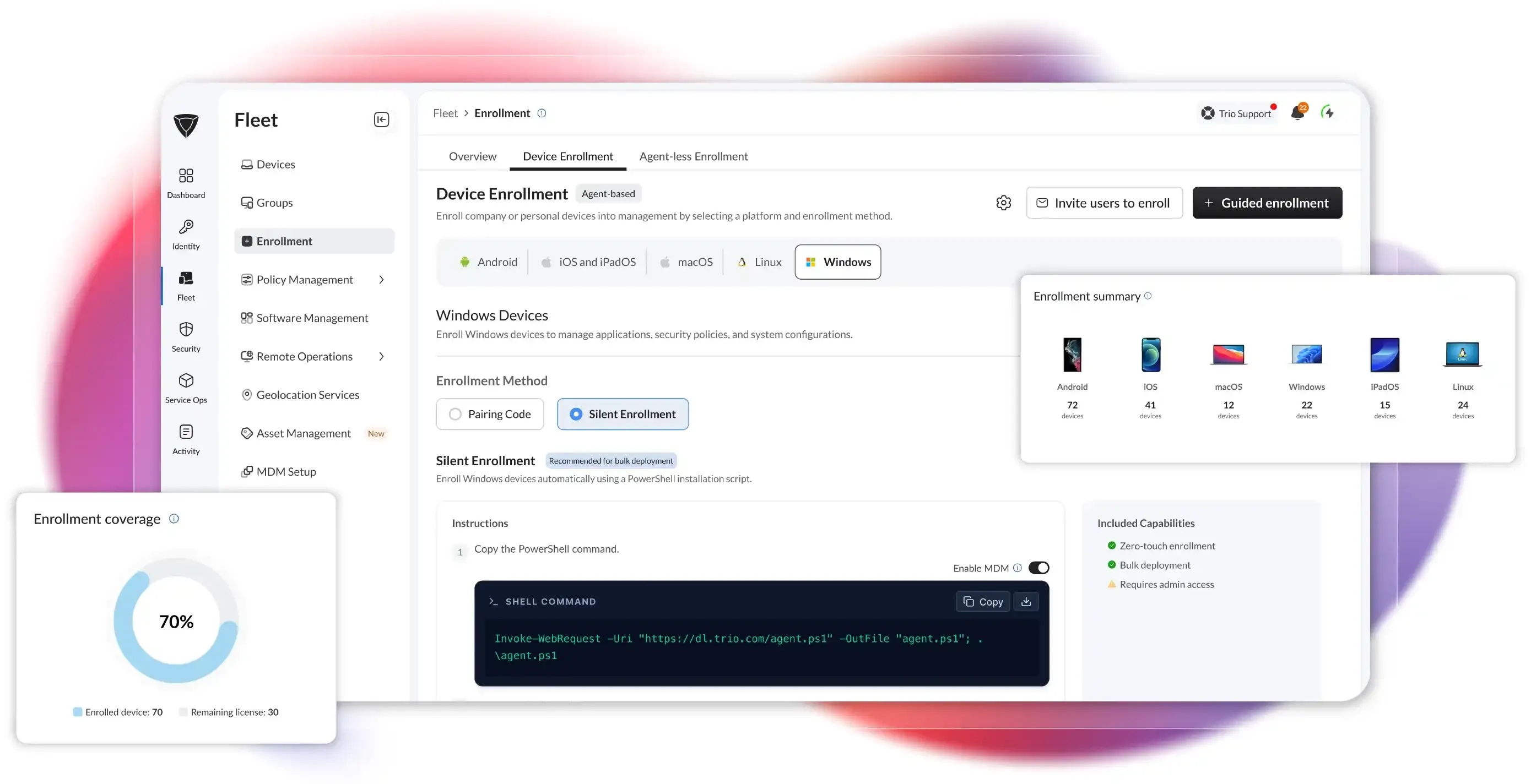 Dashboard mockup showing application interface