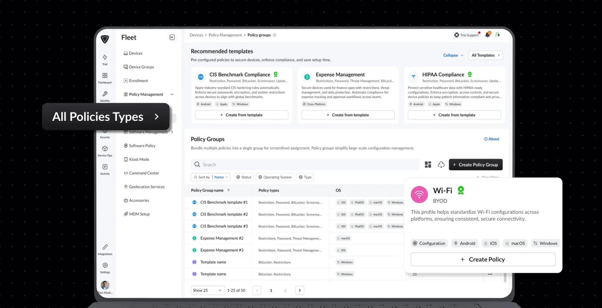 Dashboard mockup showing application interface