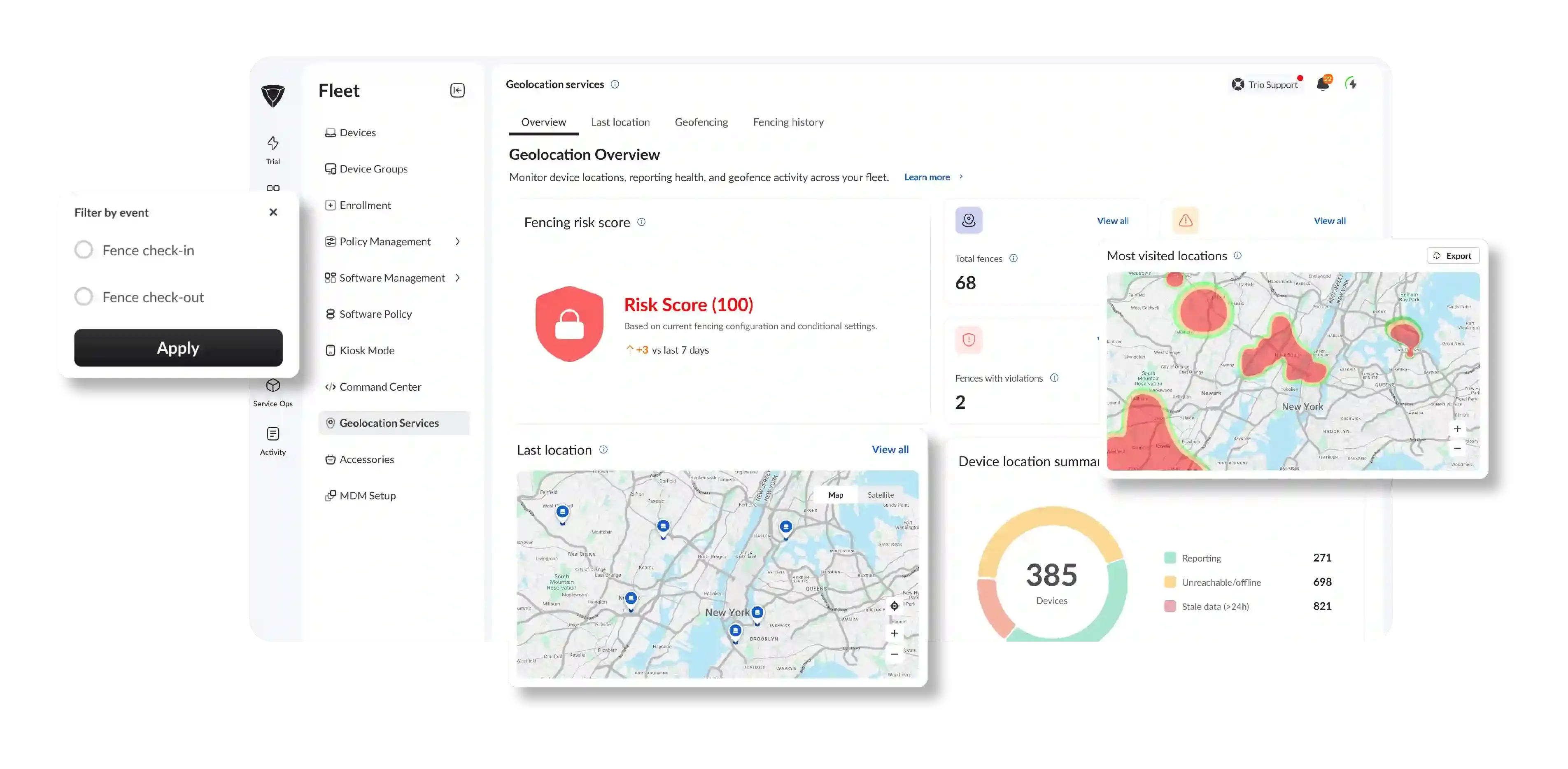 Dashboard mockup showing application interface