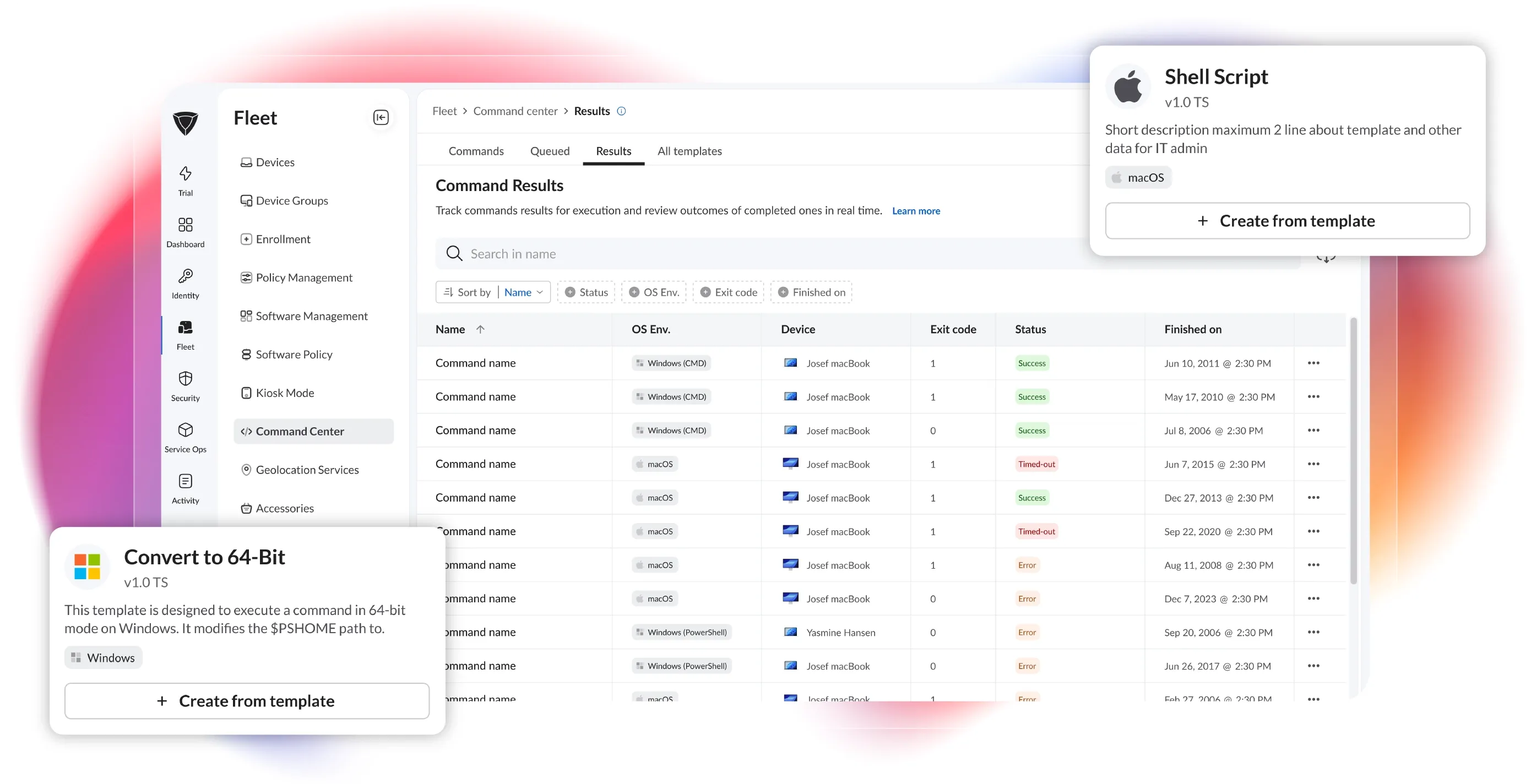 Dashboard mockup showing application interface