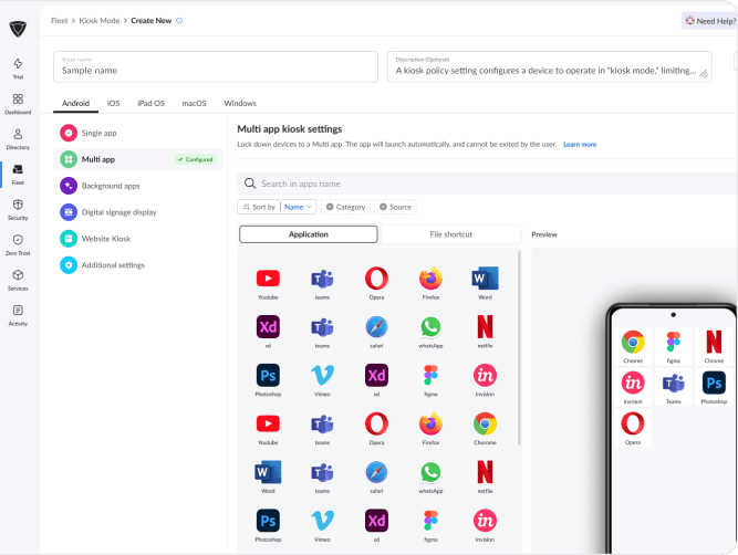 Dashboard mockup showing application interface