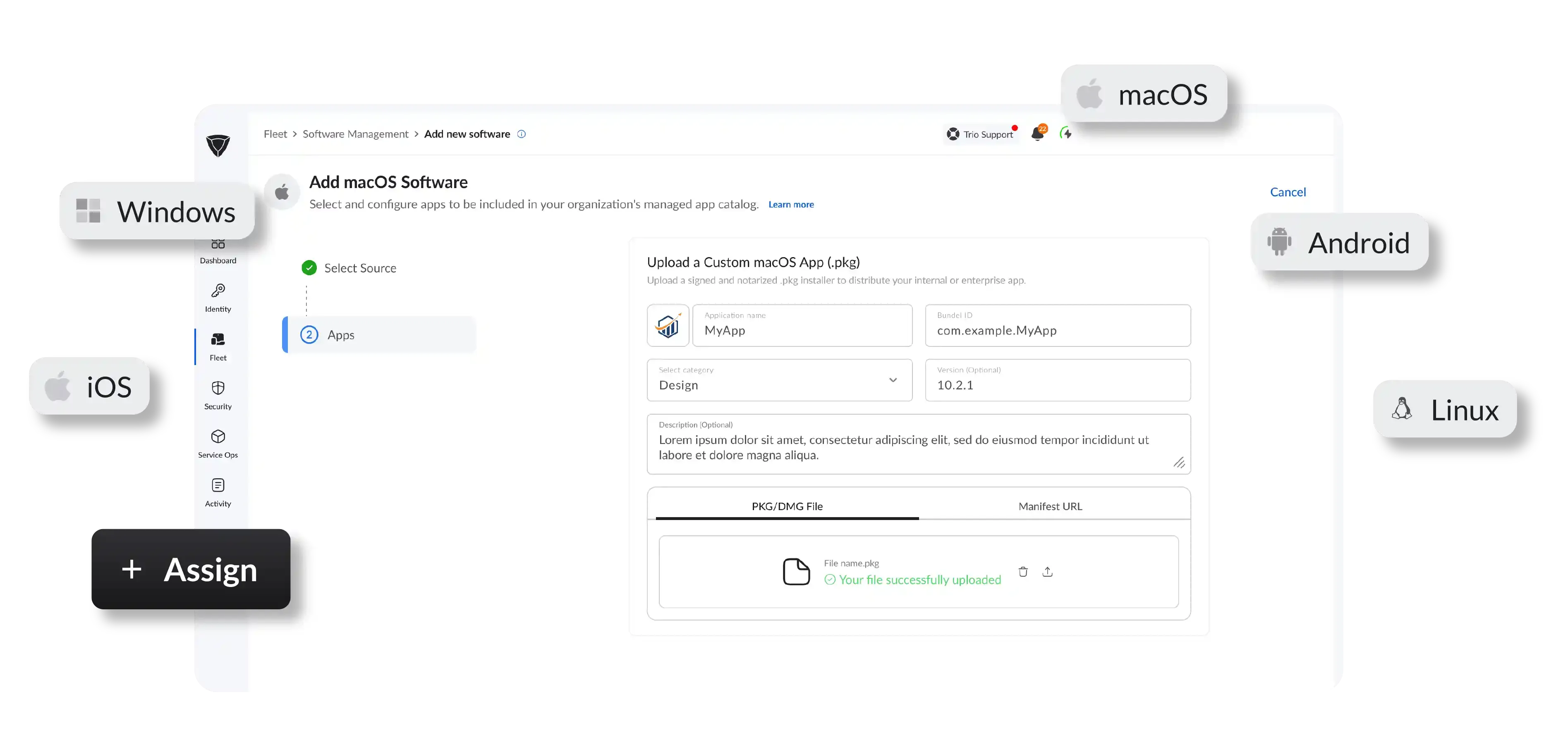 Dashboard mockup showing application interface