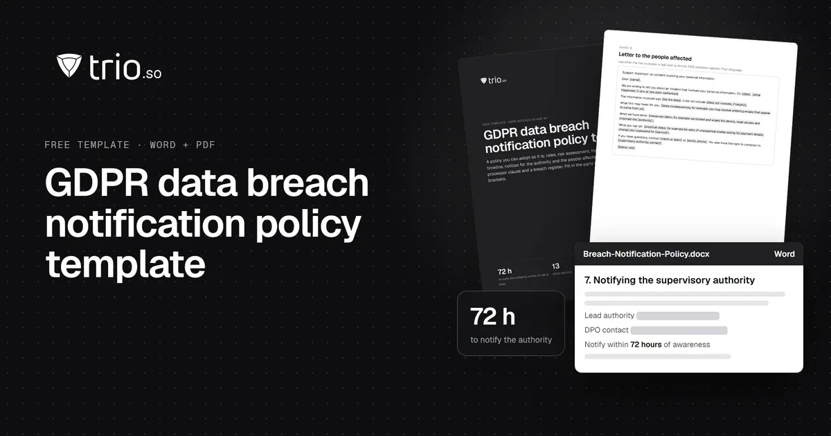 GDPR Data Breach Notification Policy Template (Free Word + PDF)