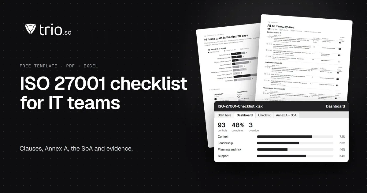 ISO 27001 Checklist for IT Teams (PDF + Excel)