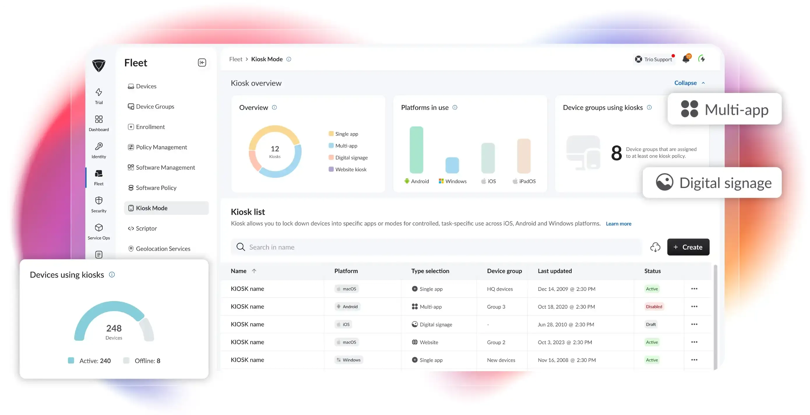 Dashboard mockup showing application interface