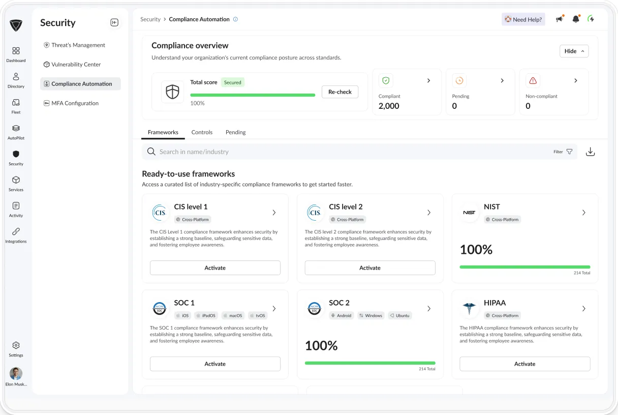 Dashboard mockup showing application interface