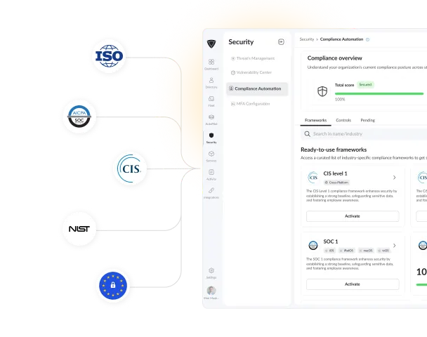 Dashboard mockup showing application interface