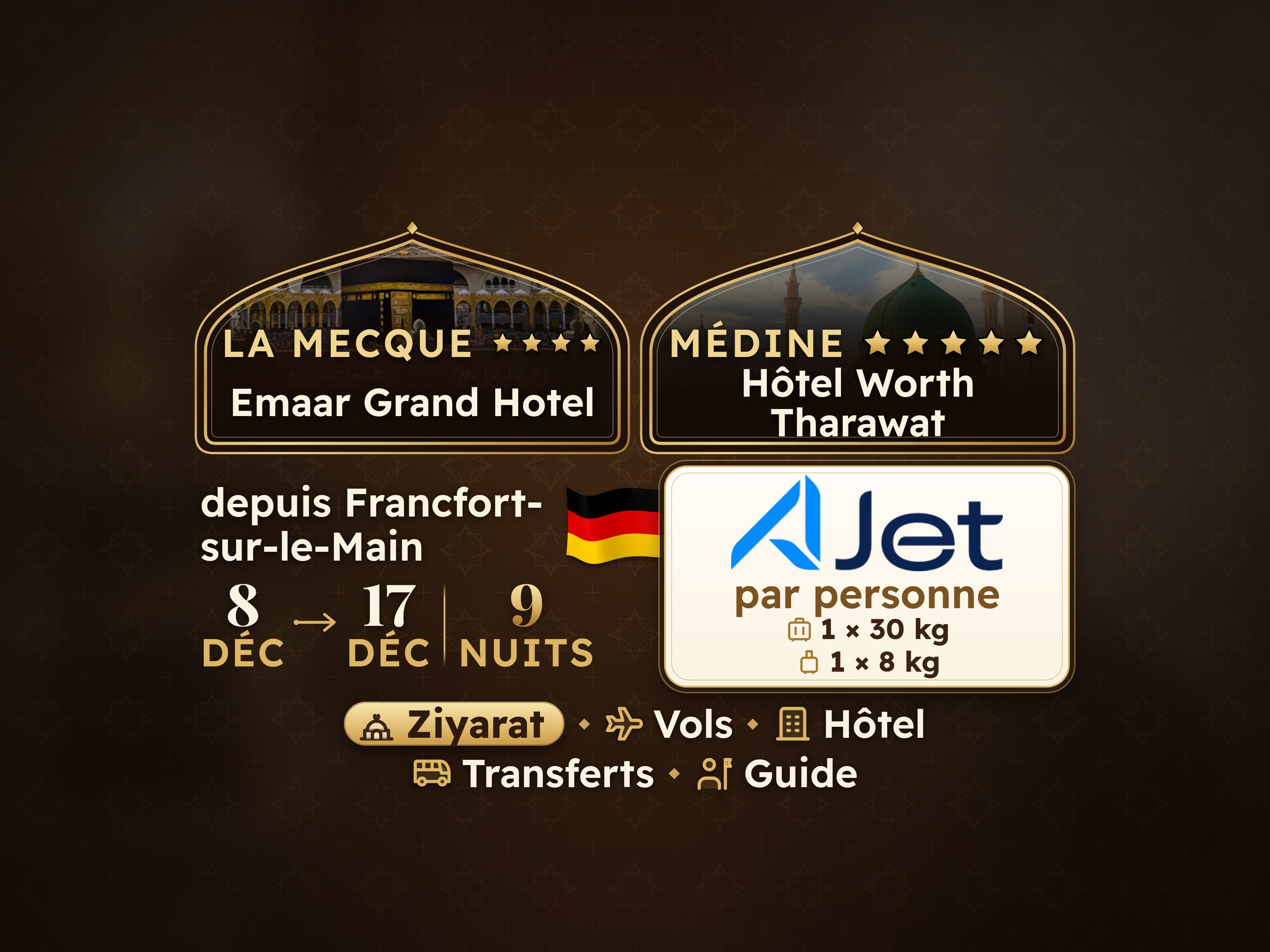 Umrah-Paket 11 Tage ab Frankfurt, Tharawat Worth Madinah und Emaar Grand Makkah
