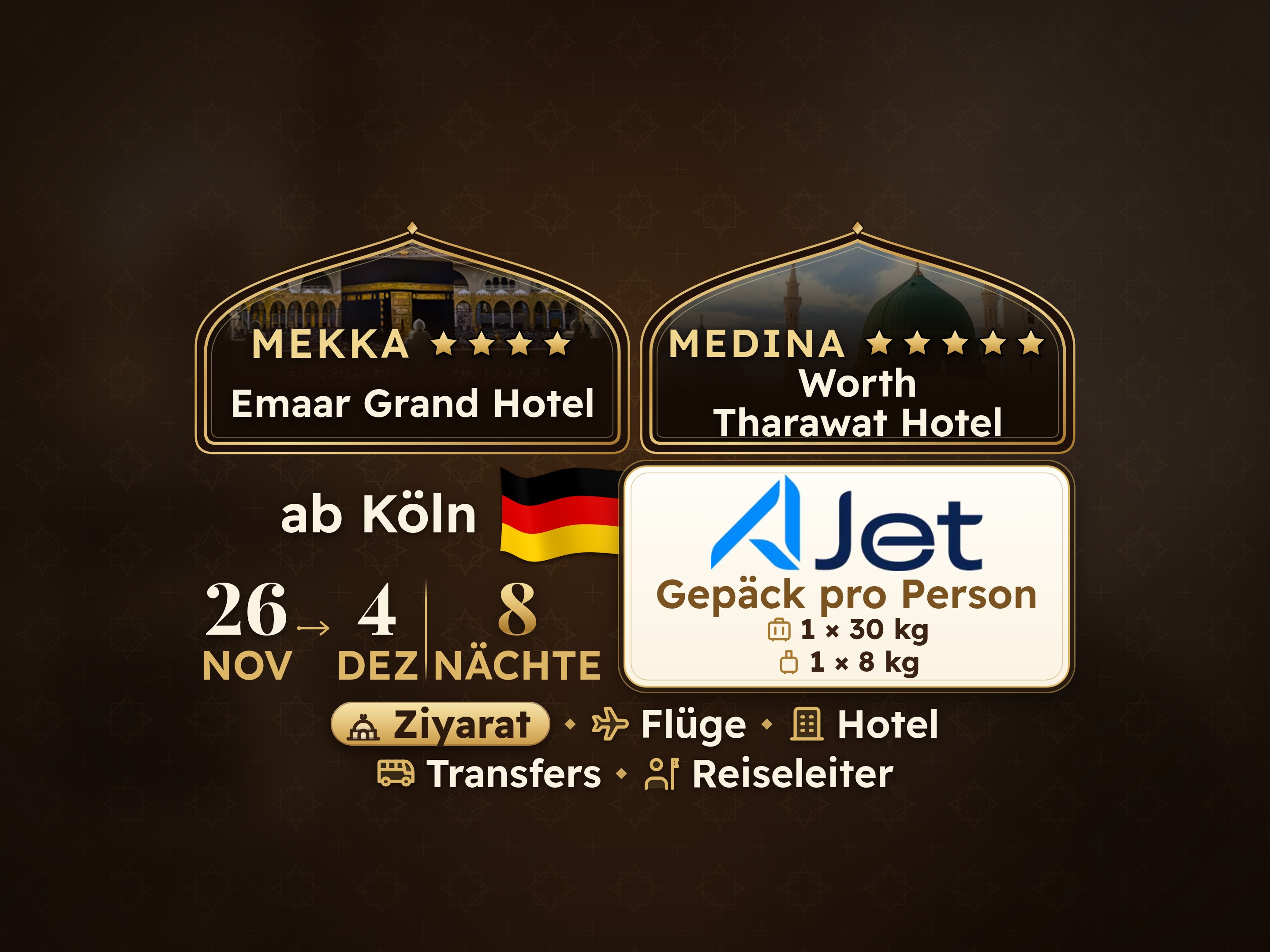 Umrah-Paket 10 Tage ab Köln, Tharawat Worth Madinah und Emaar Grand Makkah, Mekka – Umrah Express – 1