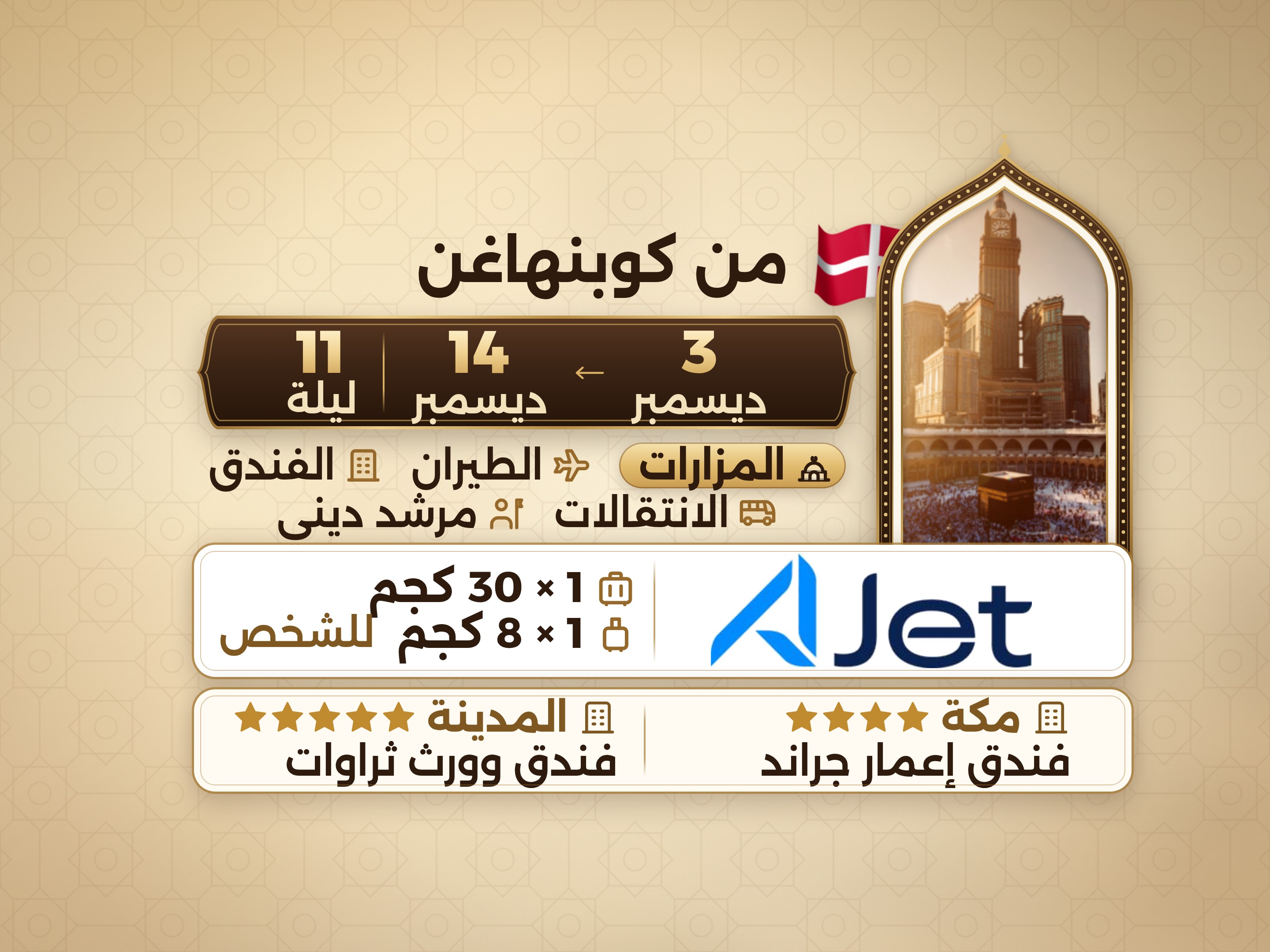 باقة العمرة 13 يومًا من كوبنهاغن، ثروات المدينة وعمارة جراند مكة