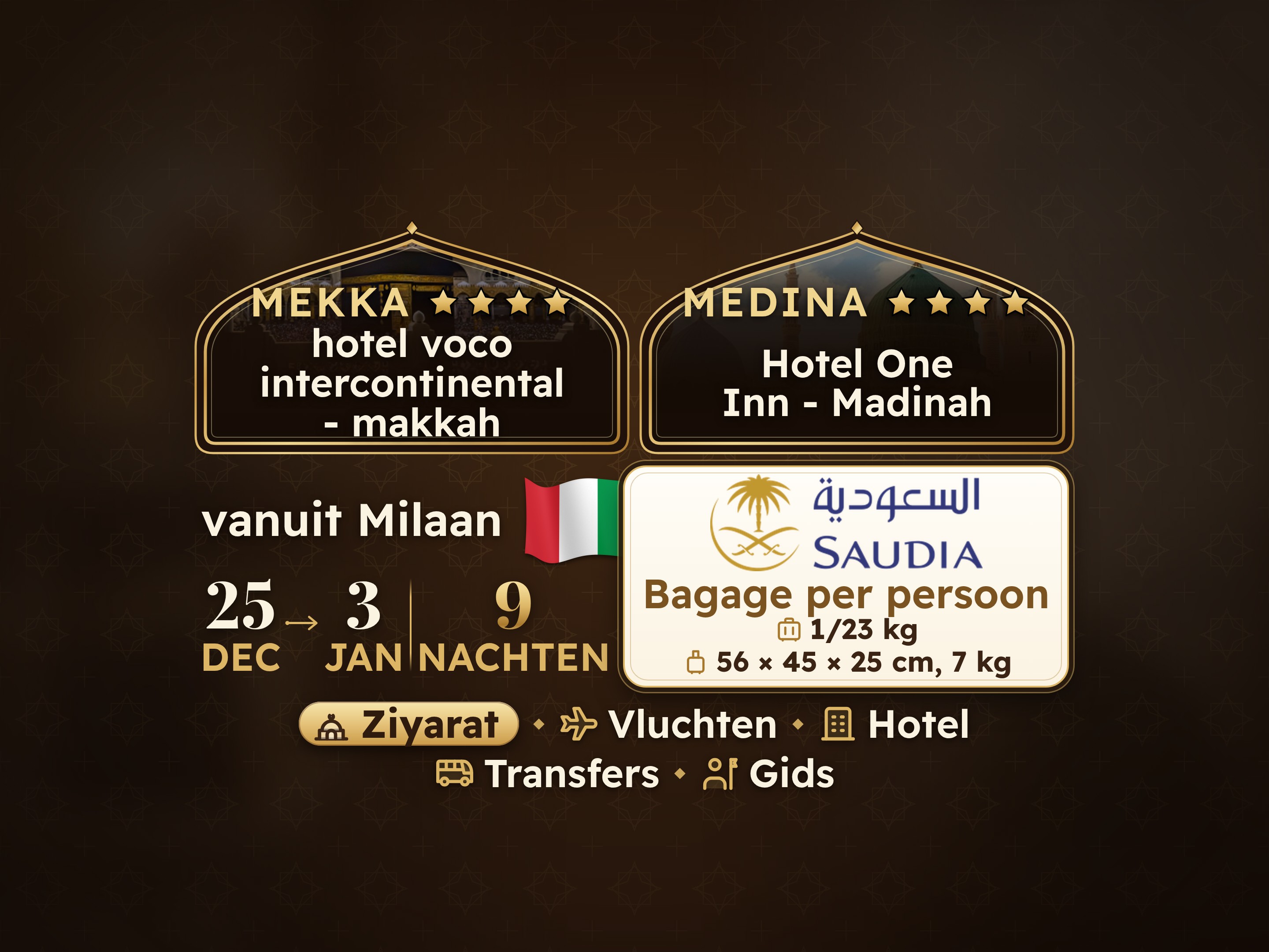 10-daags 9-nacht Umrah-pakket - Foko - One Inn O' Concord Dar Al Khair of gelijkwaardig Medina, Mekka – Umrah Express – 1