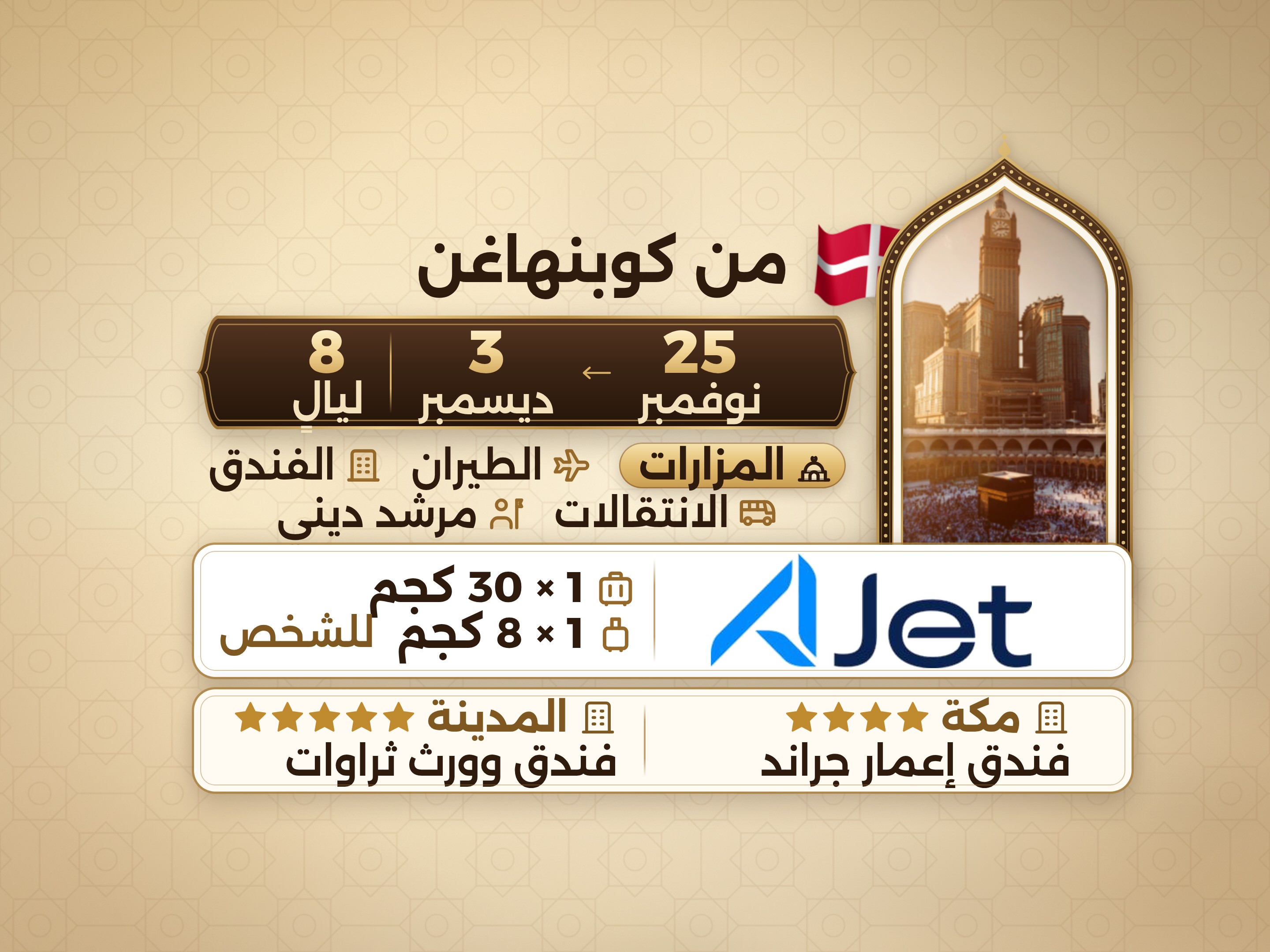 باقة العمرة لمدة 10 أيام من كوبنهاغن، إمار جراند مكة وثروات المدينة, مكة – Umrah Express – 1