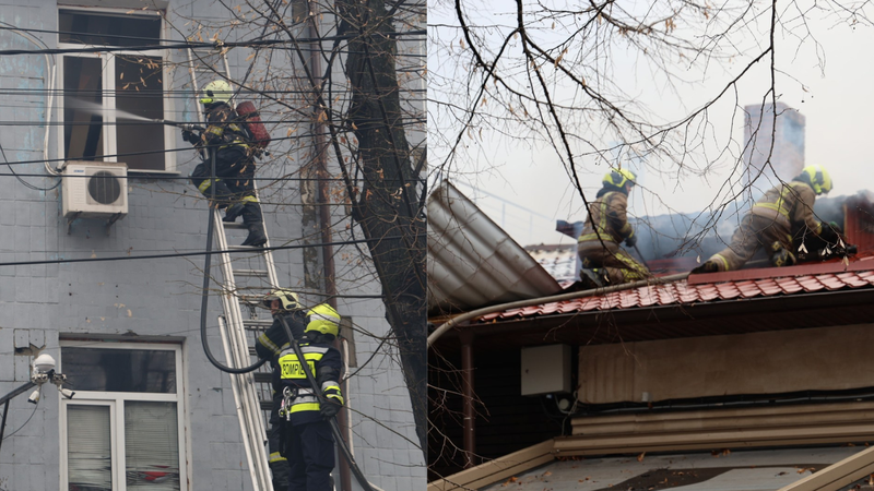  După 6 ore de luptă cu flăcările, pompierii încă lucrează la înlăturarea incendiului din centrul capitalei: Au fost mobilizate și echipele de rezervă