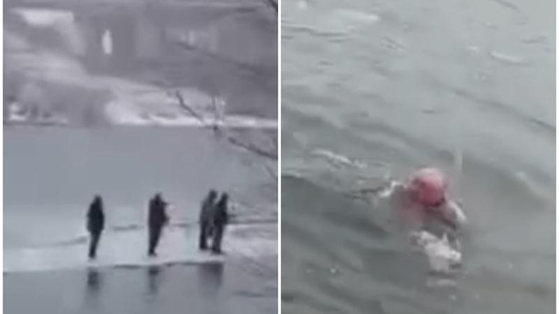  (VIDEO) Mai mulți pescari, duși de valurile Nistrului pe o bucată de gheață, care s-a crăpat și s-a desprins, la Tighina: Patru dintre bărbați au sărit în apă