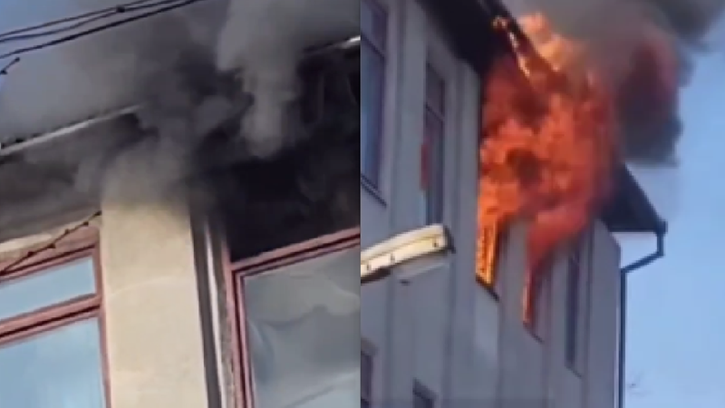  (VIDEO) Alertă la Ocnița, după ce un birou din clădirea gării feroviare a luat foc