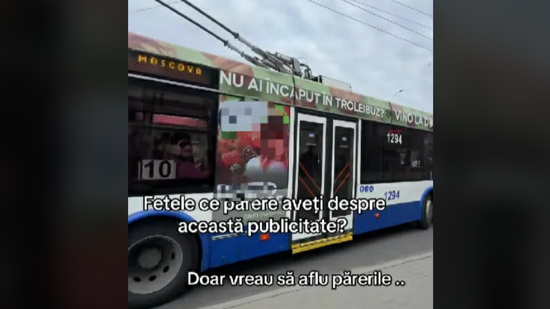  (VIDEO) „Oribil, ce discriminare”. Reclama de pe transportul public din capitală care a aprins internetul: „N-ai încăput în troleibuz? Hai la dietă”