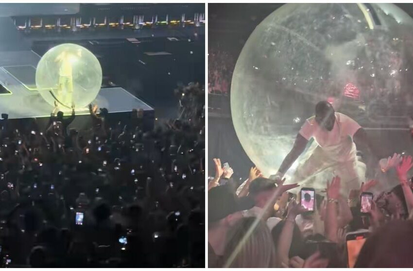  (VIDEO) Akon a apărut pe scenă într-un balon gonflabil, apoi s-a rostogolit peste fani și a făcut prăpăd în mulțime: Telefoane sparte și zeci de vânătăi