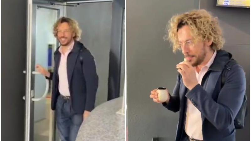 (VIDEO) „Где вино?”. Maxim Galkin a ajuns în Moldova: Artistul a ciocnit un pahar cu vin și a gustat din pâine cu sare, la Aeroport