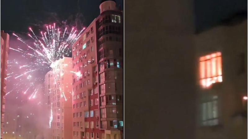  (VIDEO) „Pojar, sunați 112!”. Un apartament de pe str. N. Testemițanu din capitală a luat foc, după ce în curtea blocului au fost lansate focuri de artificii