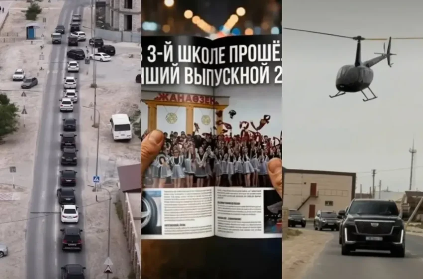  (VIDEO) „Покажем, что такое понты!” Elicopter și cortegiu de lux la un bal de absolvire din Kazahstan. Ministrul a reacționat imediat
