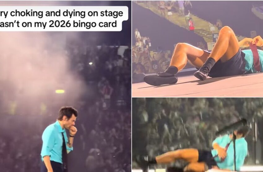  (VIDEO) „Când a căzut în genunchi, inima mi s-a oprit”! Momente de panică la concertul lui Harry Styles: S-a înecat cu apă și a căzut pe scenă, iar fanii au crezut că a leșinat