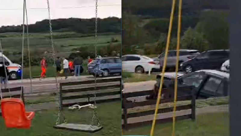  (VIDEO) Accident grav lângă Bahmut: Două șoferițe, transportate la spital după un impact dintre un BMW și o Skoda
