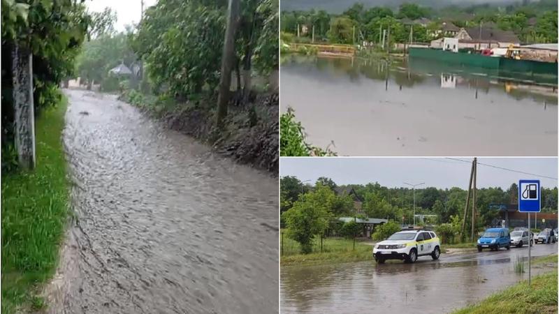  (VIDEO) Dezastru la Sîngerei: Ploile torențiale au inundat satul Pepeni și au transformat drumurile într-un râu. Traseul de legătură cu Bălășești, blocat