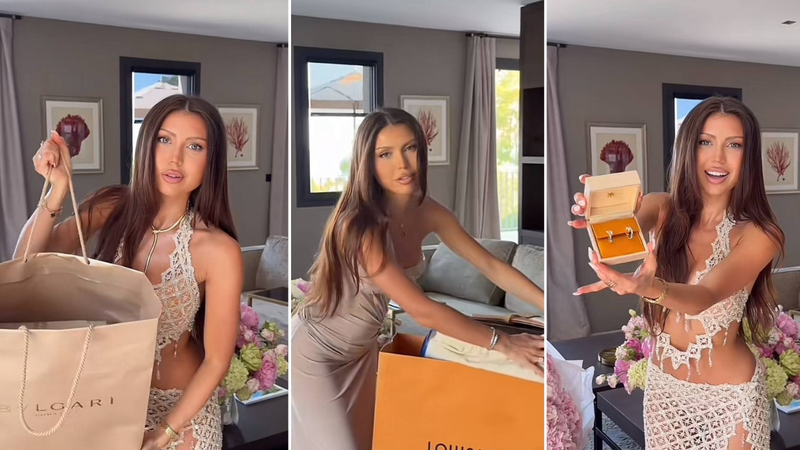  (VIDEO) Ploaie de cadouri de lux pentru Marinela Bezer: Influencerița, răsfățată de ziua sa cu daruri de mii de euro de la Prada, Bvlgari și Louis Vuitton