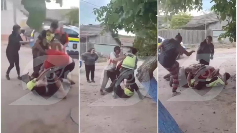  (VIDEO) Doi polițiști, doborâți la pământ de persoane în stare de ebrietate: Oamenii legii au intervenit pentru a aplana un scandal, la Cahul