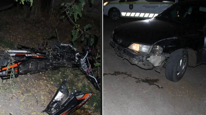  (FOTO) Accident tragic la Fălești: Un tânăr pe motocicletă, fără permis, s-a lovit cu un Opel. Pasagerul său de 16 ani a decedat pe patul de spital