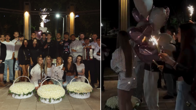  (FOTO/VIDEO) „Așa ceva nu am avut în viața mea!” Iuliana Beregoi, surprinsă cu fast, la miezul nopții, de ziua ei: Prietenii i-au adus buchete uriașe de trandafiri și instrumentiști care i-au cântat live