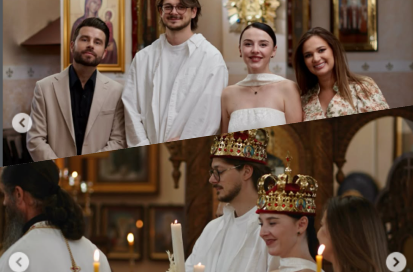  (FOTO/VIDEO) „De astăzi, soț și soție în fața lui Dumnezeu”: Gabriela Cojocaru și Maxim Matveev s-au cununat religios. Primele imagini alături de nași
