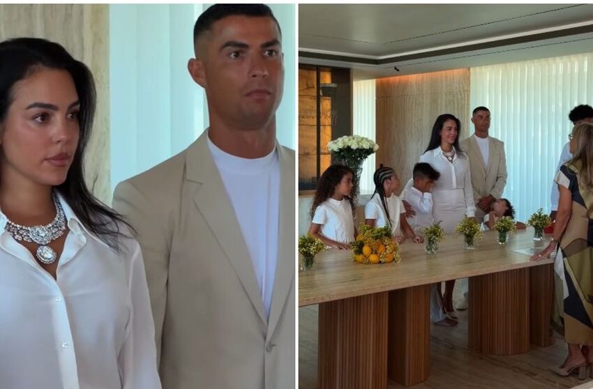  Primele imagini de la nunta lui Cristiano Ronaldo cu Georgina Rodríguez. Ceremonia intimă a avut loc în sufrageria casei lor din Cascais