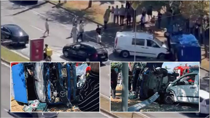  Cum s-a produs accidentul de pe viaduct, cu 5 mașini implicate: Două persoane au fost transportate la spital