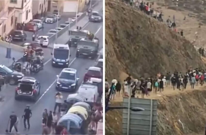  (VIDEO) Imagini greu de privit! Un nou val de migranți a forțat Ceuta