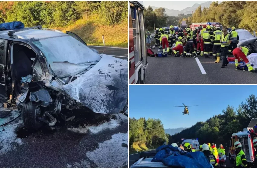  O familie cu 3 copii, captivă în mașina cuprinsă de flăcări după un accident. Oamenii au stat să privească