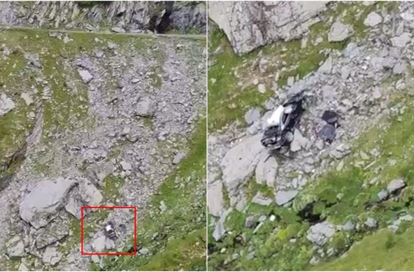  Fotografia care l-a costat scump! Momentul neatenției pe Transfăgărășan s-a încheiat cu automobilul ajuns în râpă