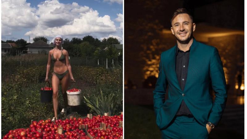  (VIDEO) „Pros**tutca de la Chișinău”: Nina Crețu a schimbat plaja pe grădină și a cărat căldări cu roșii în costum de baie. Reacția fratelui său