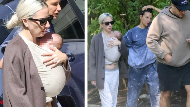  Lady Gaga, prima apariție publică de când a devenit mamă. Artista și logodnicul său au fost surprinși la plimbare cu bebelușul lor