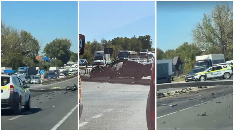  (FOTO/VIDEO) „I-a sărit și motorul.” Noi imagini după accidentul terifiant cu BMW de la Măgdăcești: Momentul în care șoferul e preluat de medici