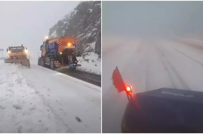  (VIDEO) Iarna a venit în Munții Făgăraș. Zăpada a ajuns la 10 centimetri pe Transfăgărășan