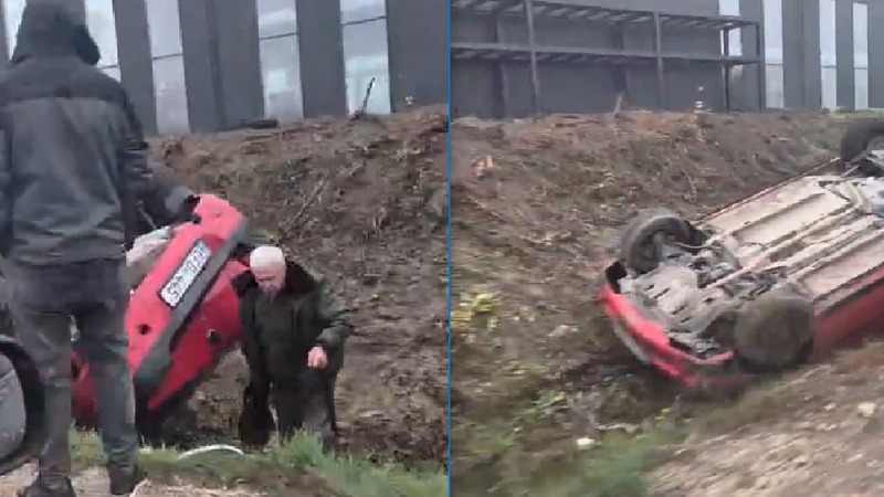  Accident grav la intrarea în satul Cojușna: O mașină s-a răsturnat în șanț