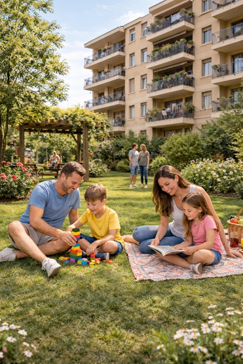 Persone che mangiano un panino senza essere disturbate da volatili molesti