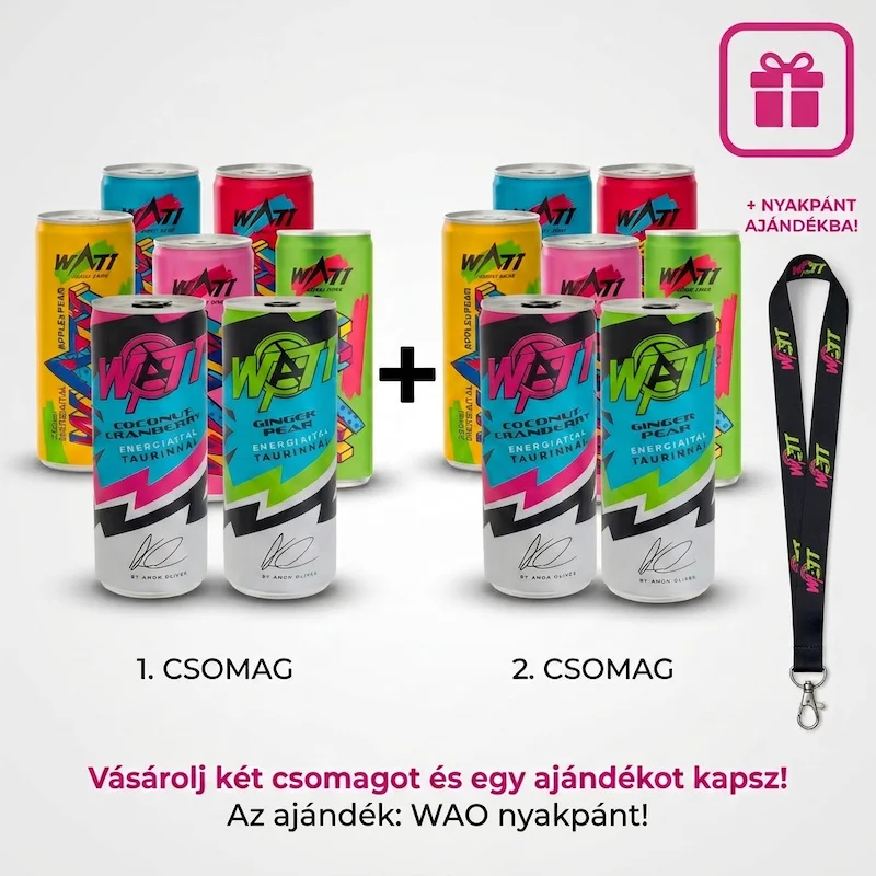 WATT Discovery Double Pack - 2 adag 7 féle energiaital 250 ml - NYAKPÁNT AJÁNDÉK