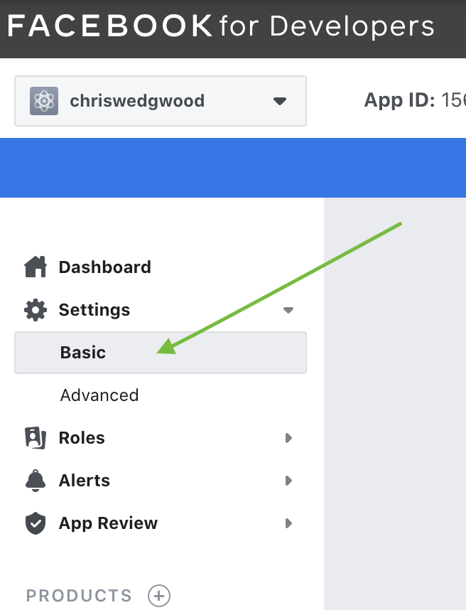 facebook app basic settings