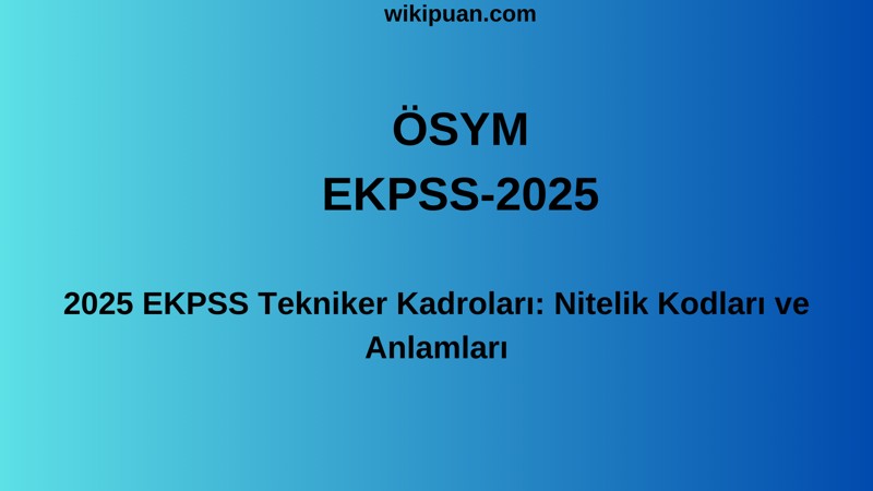 2025 EKPSS Tekniker Kadroları: Nitelik Kodları ve Anlamları
